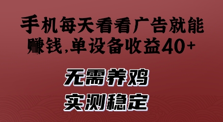 手机每天看看广告就能挣钱，单设备收益40+，无需养鸡，实测稳定【揭秘】-网创先锋