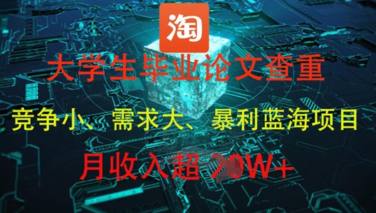 大学生毕业论文查重，暴利蓝海项目，月收入过1W+-网创先锋