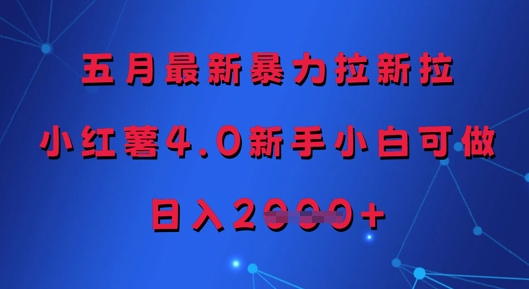 五月最新暴力拉新拉，小红薯4.0新手小白可做，日入多张-网创先锋