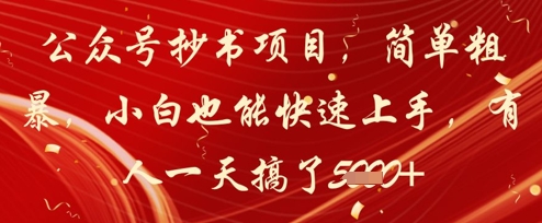 公众号抄书项目，简单粗暴，小白也能快速上手，有人一天搞了1k+-网创先锋