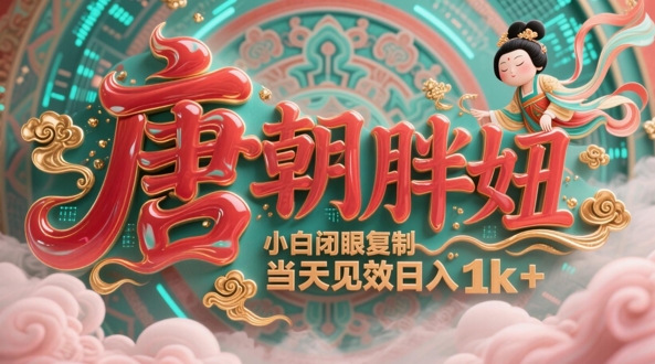用AI克隆“唐朝胖妞”日更3条，平台疯狂推流，小白闭眼复制，当天见效，日入1k+-网创先锋