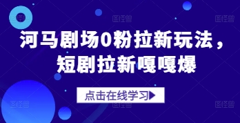 河马剧场0粉拉新玩法，短剧拉新嘎嘎爆-网创先锋