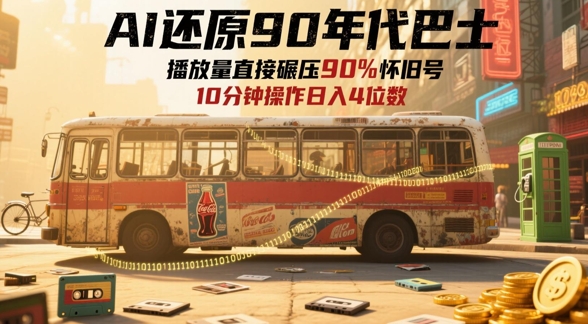 AI还原90年代巴士，一帧就让70后泪崩，播放量直接碾压90%怀旧号，每天操作十分钟，日入四位数-网创先锋