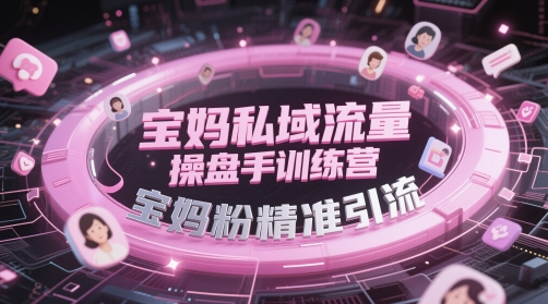 宝妈私域流量操盘手训练营，宝妈粉精准引流-网创先锋