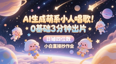 AI生成萌系小人唱歌，0基础3分钟出片，28个作品涨粉8.9W，单条最高19W赞，日入四位数，小白直接抄作业-网创先锋
