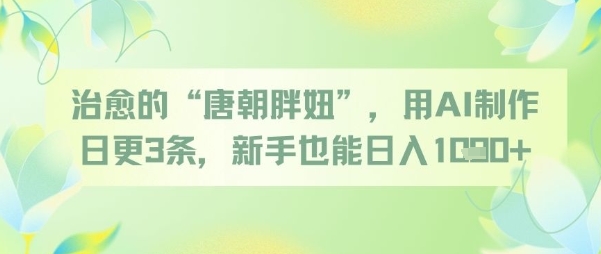 治愈的“唐朝胖妞”，用AI制作日更3条，新手也能日入多张-网创先锋