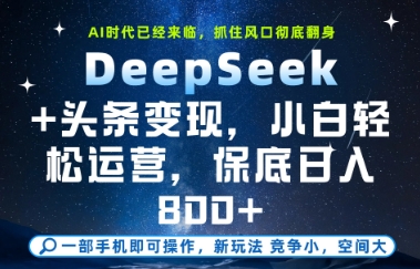 DeepSeek+头条变现，保姆级教学，小白轻松上手，日入8张+【揭秘】-网创先锋