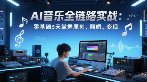 AI音乐全链路实战变现课：零基础3天掌握原创、翻唱、变现-网创先锋