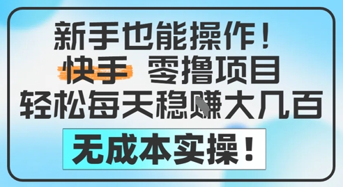 新手也能操作，快手零撸挣米，轻松每天挣2-5张，完全无成本-网创先锋