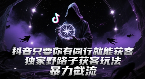 抖音只要你有同行就能获客，独家野路子获客玩法，暴力截流【揭秘】-网创先锋