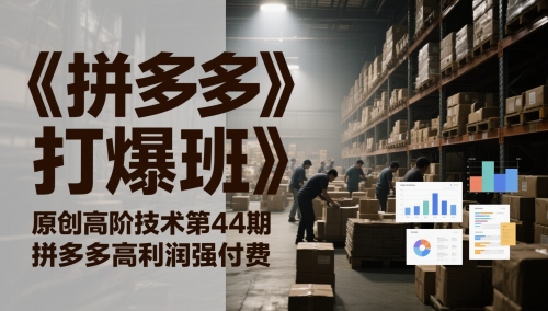 《拼多多打爆班》原创高阶技术第44期，拼多多高利润强付费-网创先锋