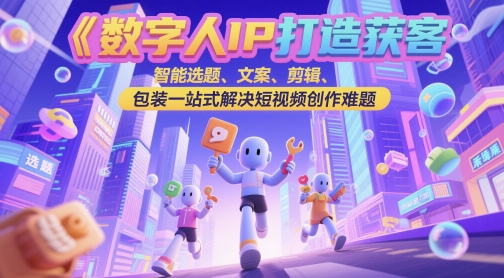 数字人IP打造获客变现实操课，智能选题、文案、剪辑、包装一站式解决短视频创作难题-网创先锋