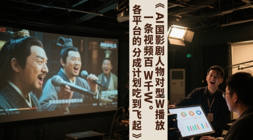 AI三国影视剧人物对口型唱歌玩法，一条视频百W千W播放，各平台的分成计划吃到飞起-网创先锋