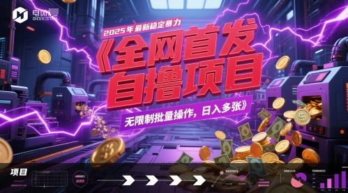 全网首发，2025年最新稳定暴力全自动自撸项目，无限制批量操作，日入多张【揭秘】-网创先锋