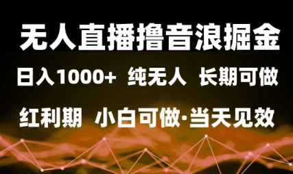 无人直播撸音浪掘金，日入1k+，纯无人红利期，小白可做，当天见效【揭秘】-网创先锋