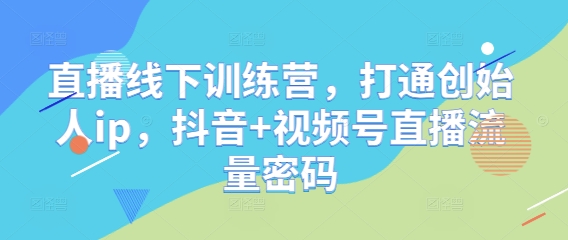 直播线下训练营，打通创始人ip，抖音+视频号直播流量密码-网创先锋