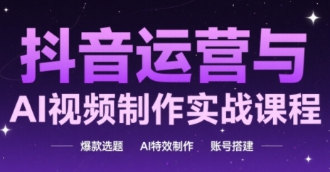 抖音运营与AI视频制作实战课程，爆款选题-AI特效制作-账号搭建-网创先锋