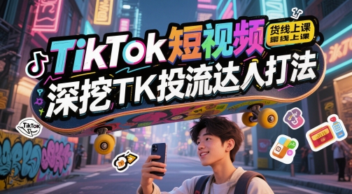 TikTok短视频带货线上课，深挖TK投流达人打法-网创先锋
