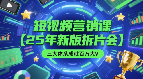 短视频营销课【25年新版拆片会】三大体系成就百万大V，包含正课、拆片会、手把手教学直播课等-网创先锋
