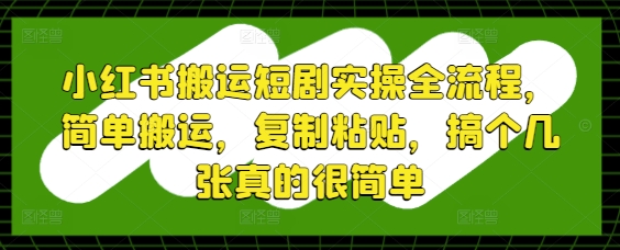 小红书搬运短剧实操全流程，简单搬运，复制粘贴，搞个几张真的很简单-网创先锋