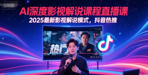AI深度影视解说课程直播课，2025最新影视解说模式，抖音热推-网创先锋