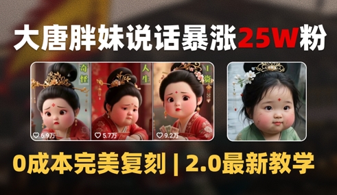 AI大唐胖贵妃说话2.0，40条视频暴涨40w粉，附独家变现攻略-网创先锋