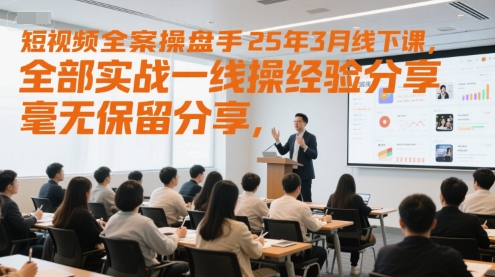 短视频全案操盘手25年3月线下课，全部实战一线操盘手经验分享，毫无保留分享，全是干货-网创先锋