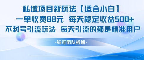 私域项目新玩法【适合小白】 一单收费88.每天稳定收益几张-网创先锋