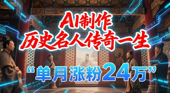 暴力起号！用AI制作历史名人传奇一生，单月涨粉24W，涨粉+变现赛道黑马来了-网创先锋