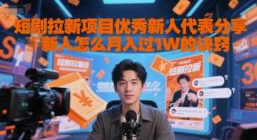 短剧拉新项目优秀新人代表分享新人怎么月入过1W的诀窍-网创先锋