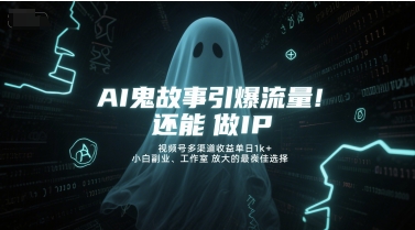 AI鬼故事引爆流量，还能做IP，视频号多渠道收益单日1k+，小白副业、工作室放大的最佳选择-网创先锋