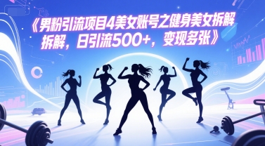 男粉引流项目4美女账号之健身美女拆解，日引流500+，变现多张-网创先锋