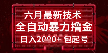 六月最新技术全自动暴力撸金，稳定日入2k+包起号，长期稳定【揭秘】-网创先锋