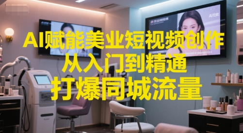 AI赋能美业短视频创作，从入门到精通，打爆同城流量，超级AI工具短视频实操落地-网创先锋