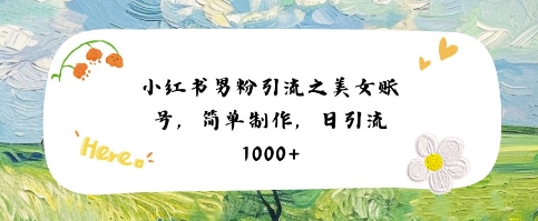 小红书男粉引流项目之美女账号6，简单制作，条条爆款原创，不违规-网创先锋