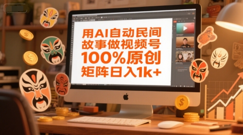 用AI自动民间故事做视频号，100%原创，矩阵日入1k+-网创先锋