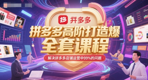 拼多多高阶打造爆款全套课程，解决拼多多店铺运营中99%的问题-网创先锋