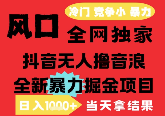 25年6月高爆抖音无人直播最新撸音浪掘金项目，解放双手小白可做，无脑日入1k+，门槛低【揭秘】-网创先锋