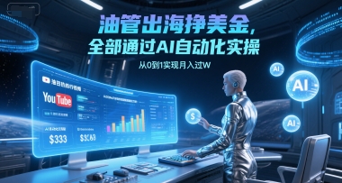 油管出海挣美金，全部通过AI自动化实操，从0到1实现月入过W-网创先锋
