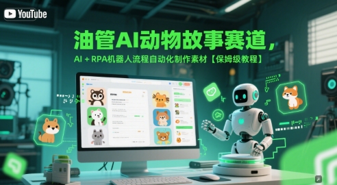 油管AI动物故事赛道，AI+RPA机器人流程自动化制作素材【保姆级教程】-网创先锋