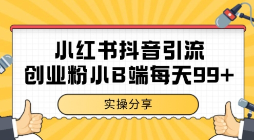 小红书抖音创业粉，小B端粉自热，日引99+的一个玩法【揭秘】-网创先锋