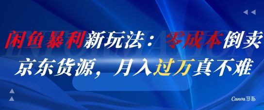 闲鱼暴利新玩法：零成本倒卖京东货源，月入过1W真不难-网创先锋