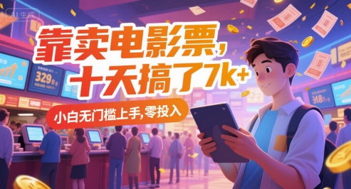 靠卖电影票，十天搞了7k+，小白无门槛上手，零投入【揭秘】-网创先锋