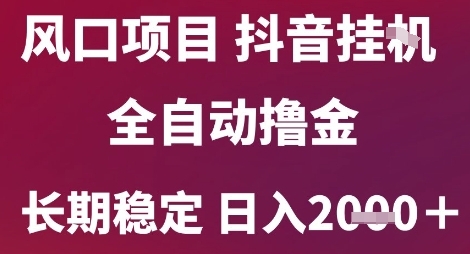 风口项目，六月最新玩法抖音无人挂G，全自动撸金，长期稳定 日入2k+【揭秘】-网创先锋