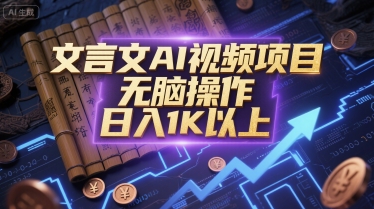 文言文AI视频项目，无脑操作，日入1K以上-网创先锋