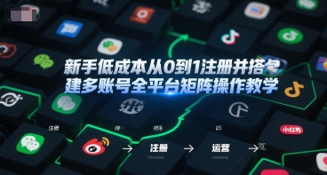 新手低成本从0到1注册并搭建多账号全平台矩阵操作教学，手机号-邮箱-IP-工具-网创先锋