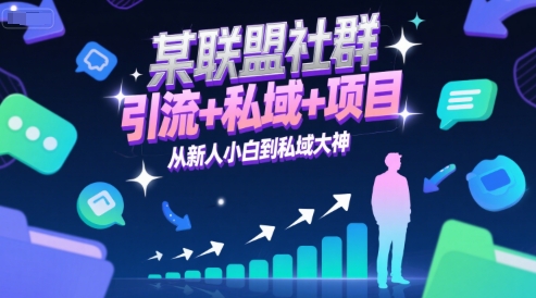 某联盟社群，引流+私域+项目，从新人小白到私域大神-网创先锋