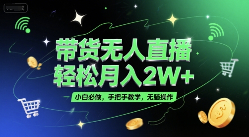 带货无人直播，轻松月入2W+，小白必做，手把手教学，无脑操作(附学习资料)-网创先锋