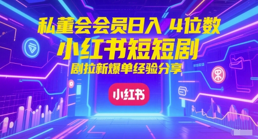 私董会会员日入4位数小红书红果短剧拉新爆单经验分享-网创先锋