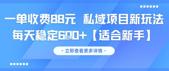 一单收费88元 私域项目新玩法 每天稳定6张+【适合新手】-网创先锋